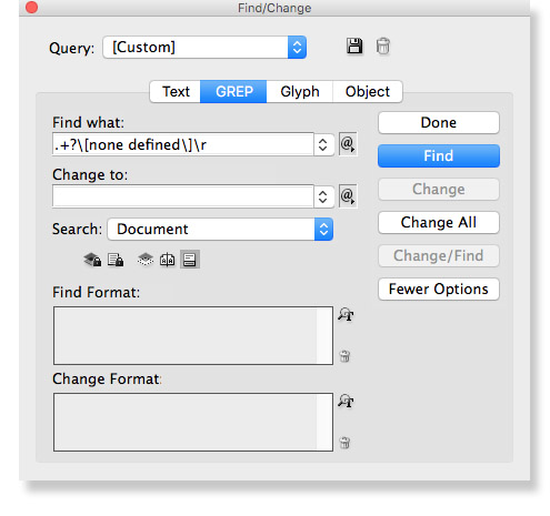 Using Find/Change to sort InDesign keyboard shortcuts