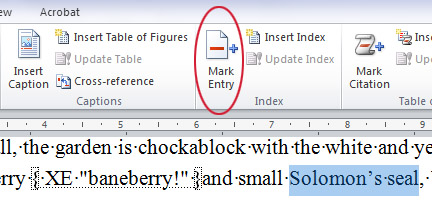 Create a new index entry in Word